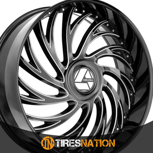 Azara Azx-101 Gloss Black & Milled 28X9.5 6X135/6X139.7 87.1 22