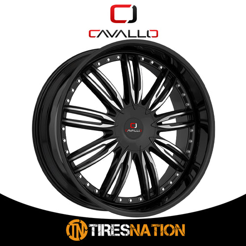 Cavallo Clv-54 Gloss Black & Machined 22X8.5 5X112/5X114.3 74.1 38