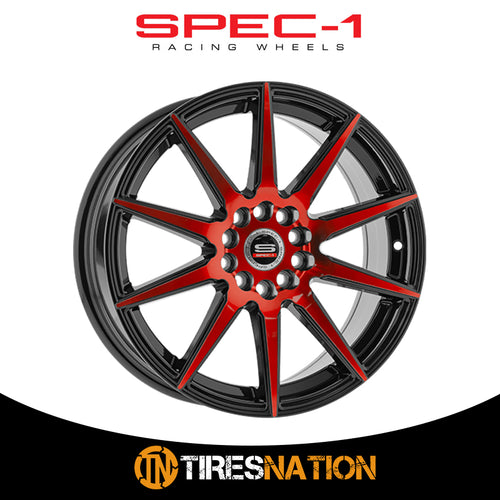 Spec-1 Sp-51 Gloss Black & Red Machined 18X8 4X100/4X114.3 73.1 38