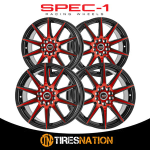 Spec-1 Sp-51 Gloss Black & Red Machined 18X8 4X100/4X114.3 73.1 38