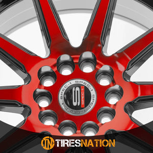 Spec-1 Sp-51 Gloss Black & Red Machined 18X8 4X100/4X114.3 73.1 38