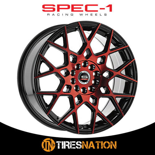 Spec-1 Sp-52 Gloss Black & Red Machined 18X8 4X100/4X114.3 73.1 38