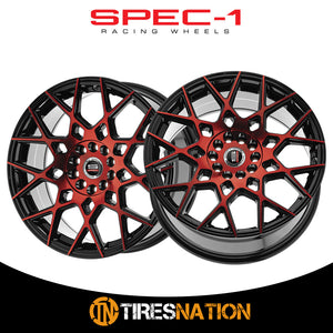 Spec-1 Sp-52 Gloss Black & Red Machined 18X8 4X100/4X114.3 73.1 38
