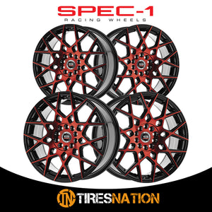 Spec-1 Sp-52 Gloss Black & Red Machined 18X8 4X100/4X114.3 73.1 38