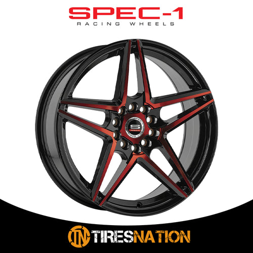 Spec-1 Sp-54 Gloss Black & Red Machined 18X8 4X100/4X114.3 73.1 38