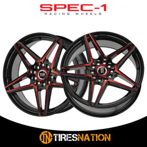 Spec-1 Sp-54 Gloss Black & Red Machined 18X8 4X100/4X114.3 73.1 38