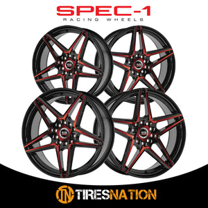 Spec-1 Sp-54 Gloss Black & Red Machined 18X8 4X100/4X114.3 73.1 38