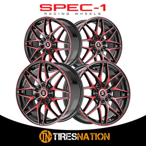 Spec-1 Sp-60 Gloss Black & Red Machined 17X7.5 4X100/4X114.3 73.1 42