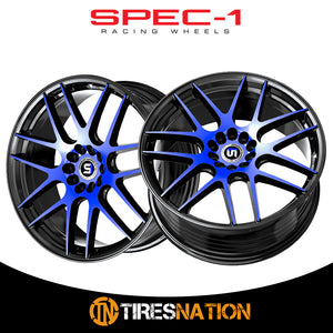 Spec-1 Sp-65 Gloss Black & Blue Machined 17X8 5X100/5X114.3 73.1 42