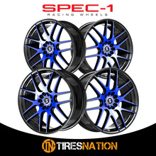 Spec-1 Sp-65 Gloss Black & Blue Machined 17X8 5X100/5X114.3 73.1 42