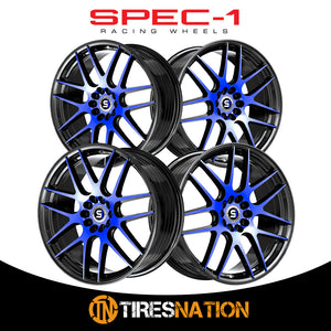 Spec-1 Sp-65 Gloss Black & Blue Machined 17X8 5X100/5X114.3 73.1 42