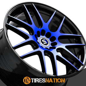 Spec-1 Sp-65 Gloss Black & Blue Machined 17X8 5X100/5X114.3 73.1 42