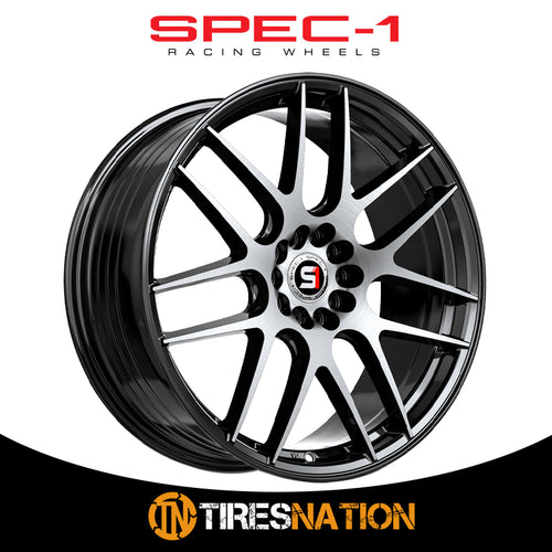 Spec-1 Sp-65 Gloss Black & Machined 17X8 5X100/5X114.3 73.1 42