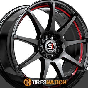 Spec-1 Sp-67 Gloss Black & Red Line 17X7 5X105/5X114.3 73.1 42