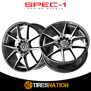 Spec-1 Sp-71 Gloss Black & Machined 17X8 5X100/5X114.3 73.1 42