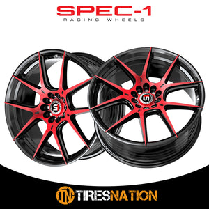 Spec-1 Sp-71 Gloss Black & Red Machined 17X8 5X100/5X114.3 73.1 42