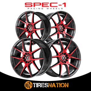 Spec-1 Sp-71 Gloss Black & Red Machined 17X8 5X112/5X114.3 73.1 42