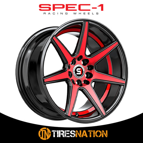 Spec-1 Sp-73 Gloss Black Red Machined & Undercut 18X8 4X100/4X114.3 73.1 38