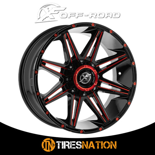 Xf Off-Road Xf-220 Gloss Black & Red Milled 17X9 8X165.1/8X170 125.2 0