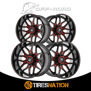 Xf Off-Road Xf-222 Gloss Black & Red Milled 20X10 5X139.7/5X150 110.3 -12