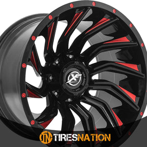 Xf Off-Road Xf-224 Gloss Black & Red Milled 20X9 5X127/5X139.7 78.1 0