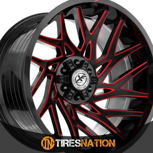 Xf Off-Road Xf-229 Gloss Black & Red Milled 24X12 5X127/5X139.7 78.1 -44