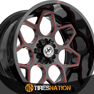 Xf Off-Road Xf-233 Gloss Black & Red Milled 20X10 5X127/5X139.7 78.1 -12